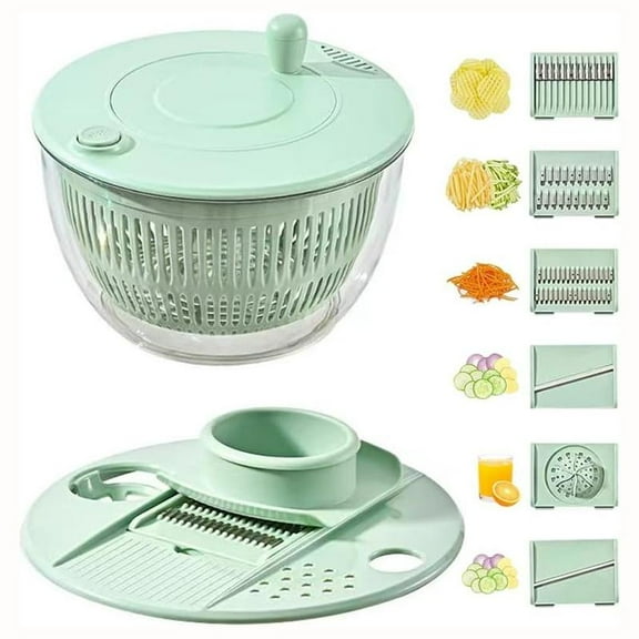 UFORU 5QT Large Salad Spinner & 6-in-1 Grater - Multi-Functional Easy-To-Use Kitchen Supplies For Healthy Meal Preparation