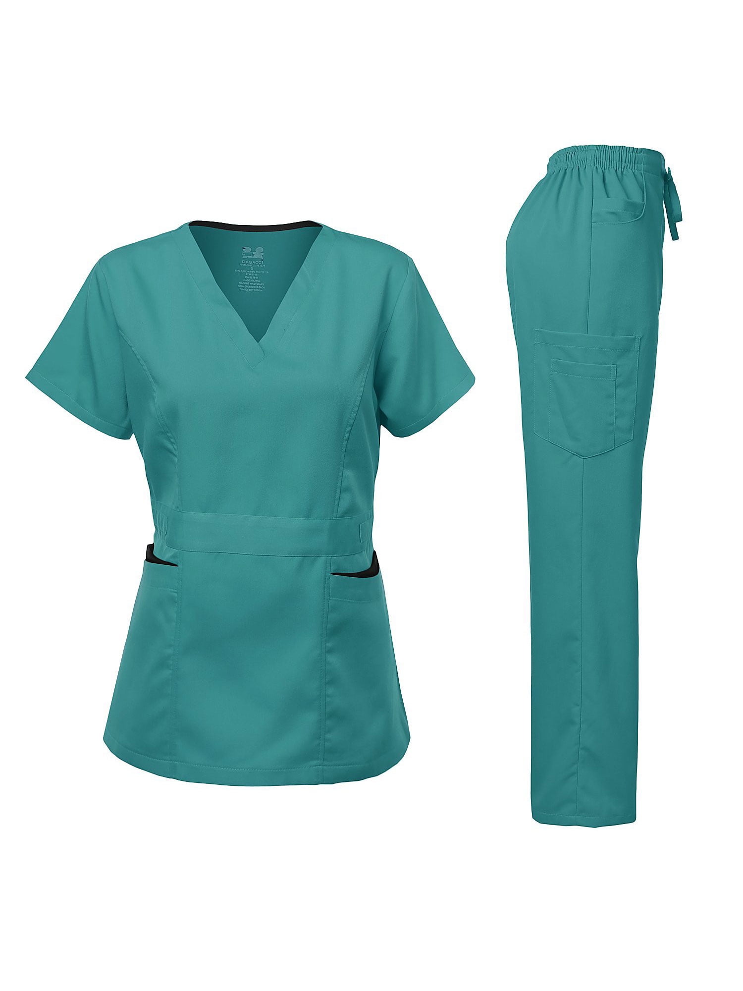 Dagacci Medical Uniform Women's Scrubs Set Stretch Ultra Soft Contrast ...