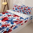 thumbnail image 3 of Erosebridal Watercolor Red Blue Floral Zipper Queen Comforter Set with Fitted Sheet and 2 Pillowcases,Stars Flower Summer Zipper Bedding Set For Adults,Polkadot Reversible,4 Pieces, 3 of 7