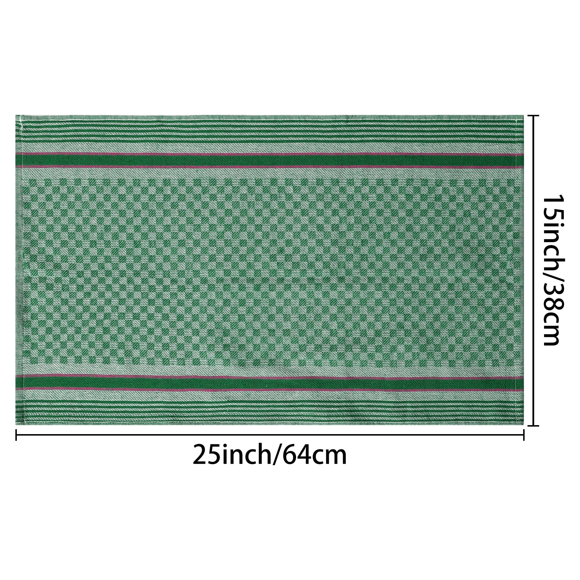 Unique Bargains Cotton Soft Waffle Weave Kitchen Dishcloths 15" x 25" Green 12 Pack
