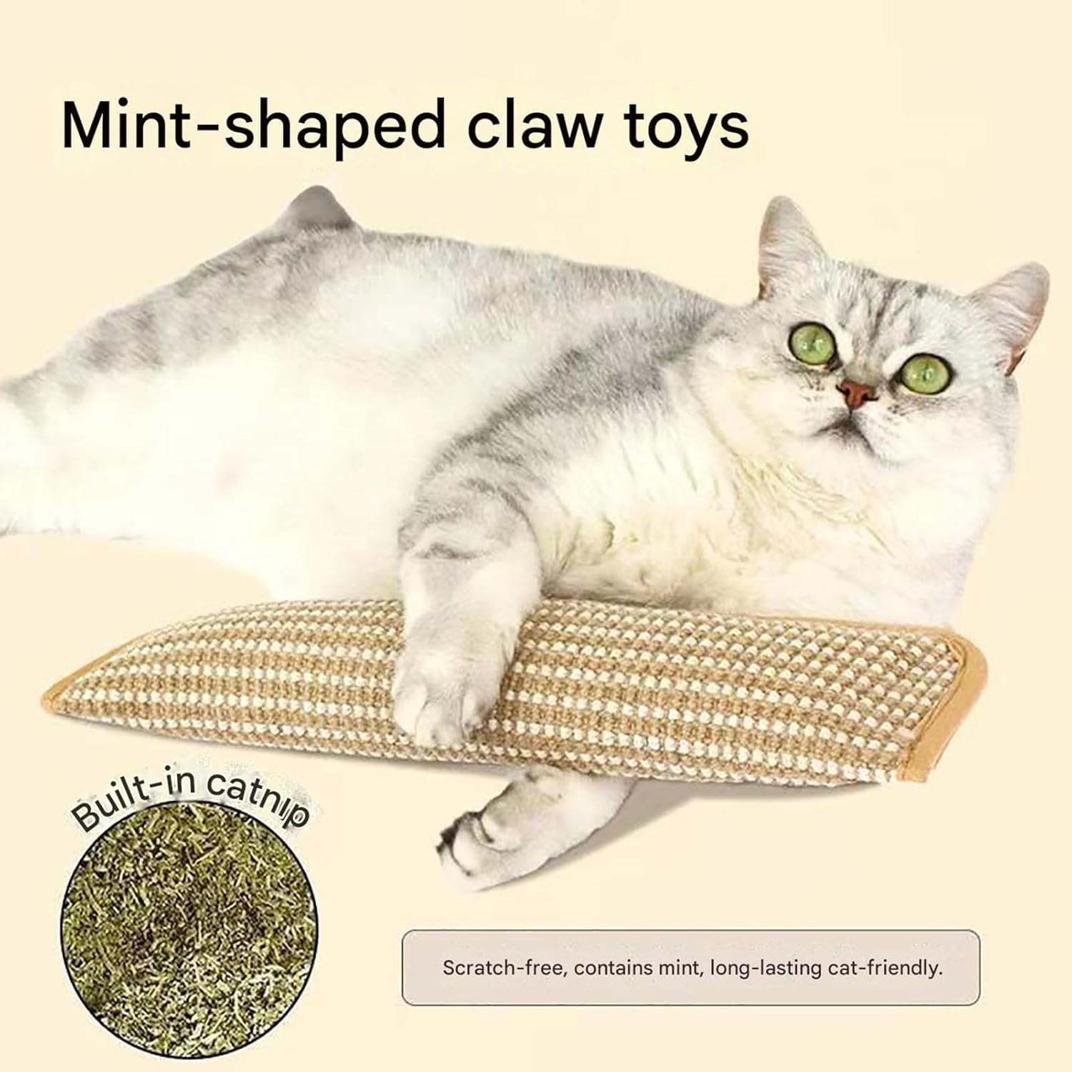 Catnip Kicker Pillow - Interactive Catnip Chew Toy with Sisal Scratching Pad, 1/2 Pack Catnip Toys for Indoor Cats, Teething & Play for Kittens & Cats