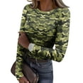 thumbnail image 2 of Womens Long Sleeve Knit Camo Shirts Slim Fit Stretch Basic Ribbed Tops, 2 of 3