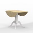 thumbnail image 6 of 5-PC - 42" Round Double Drop-Leaf Dining Table + Spindle Back Dining Chairs Dining Set in White/Natural, 6 of 10
