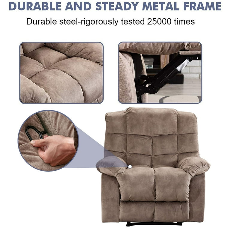 Bonzy Home Manual Recliner Chairs for Adults Breathable Fabric Reclining Chair Sofas for Living Room Camel