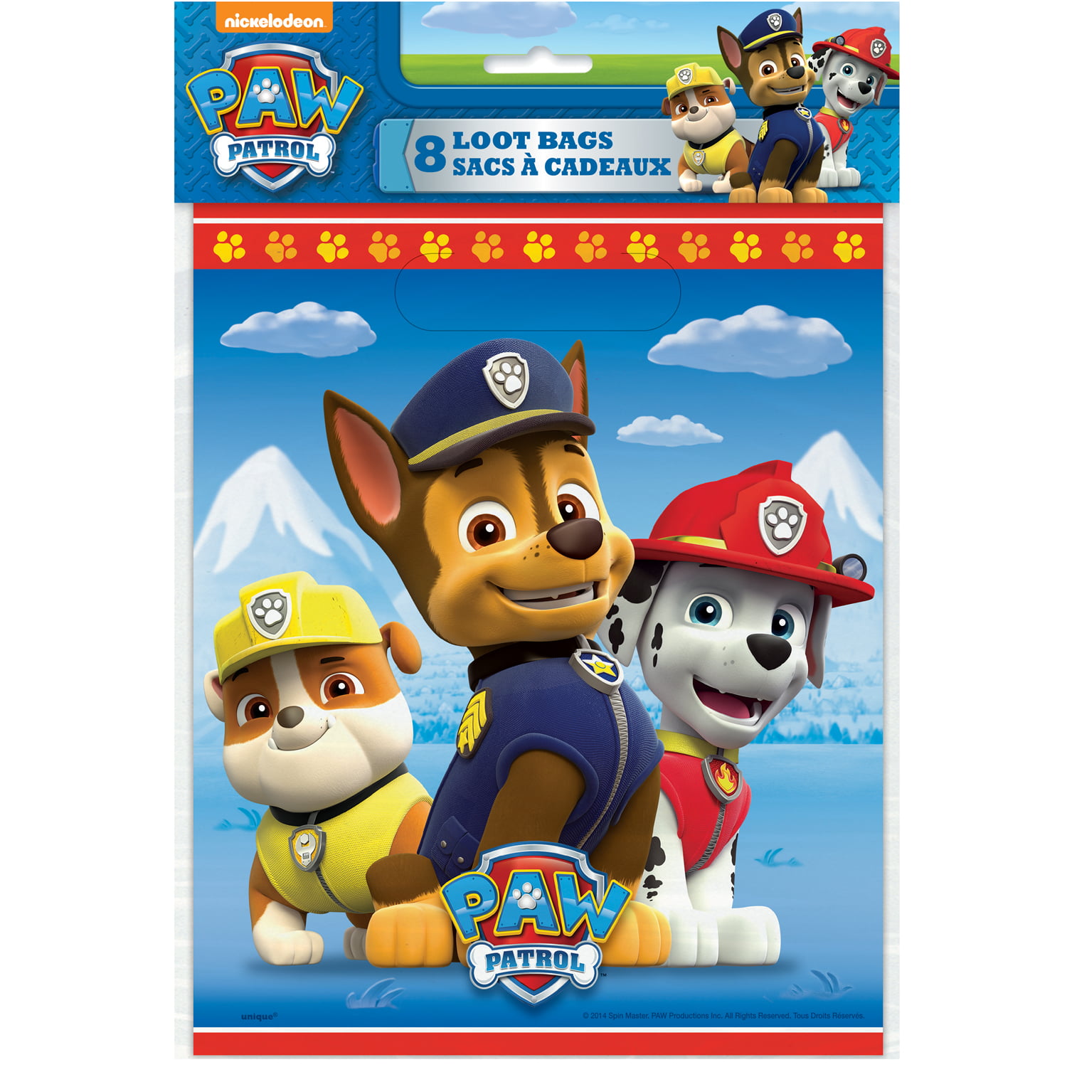 8pk Paw Patrol Lootbags Childrens Birthday Party Favour Bags 