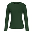thumbnail image 4 of Lenpel Women's T Shirts Fall Trendy Long Sleeve Crew Neck Ribbed Knit Shirts Soft Slim Casual Basic Tops, 4 of 6