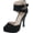 Black, variant on Trench-244 Women's round toe high heel zip closure buckle ankle straps Nubuck shoes