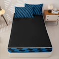 thumbnail image 4 of Erosebridal Navy Squiggle Art Zipper Twin Comforter Sets with Fitted Sheet and 2 Pillowcases,Deep Blue Black Line Zipper Bedding Set For Boys,Black Reversible,4 Pieces, 4 of 7