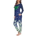 thumbnail image 2 of Renewold Xmas Trees Bow Pajama Pants Set Snug-Fit Trendy Winter Snow Jogger Vacation Athletic Clothing Tracksuit Size 4XL 2 Pieces Christmas Long Sleeve Tee,Blue, 2 of 4