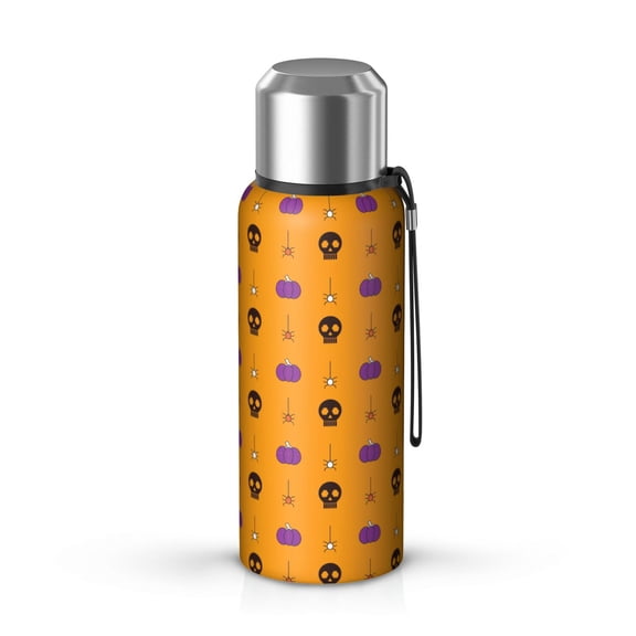 Halloween Pattern 20oz Stainless Steel Thermal Bottle with Tea Filter and Cup Lid, Vacuum Insulated Coffee Mug with 316L Inner Liner, Leakproof Travel Thermos for Office, Commute & Outdoor