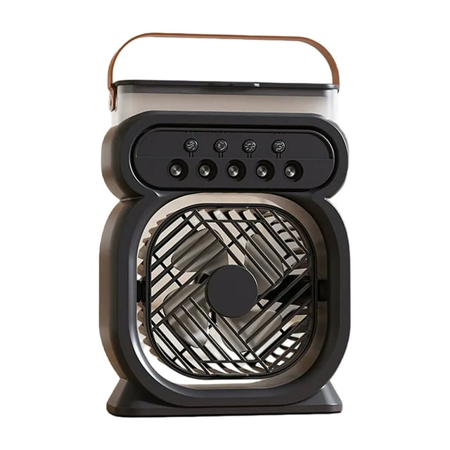 Naiovety Ventilador enfriador de aire con batería de gran capacidad ABS con luz nocturna LED, tanque de agua de gran capacidad de 450 ml, mini Electrodomésticos negro