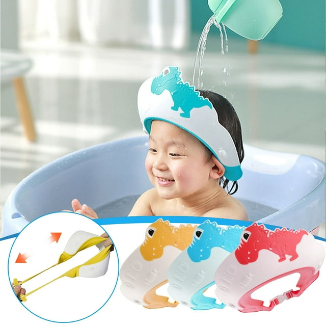 Fiudx Gorro de Ducha para Bebé, Protector Suave para El Cabello, Diseño Ajustable, Protege Ojos y Oídos, Antifugas, Ajuste Cómodo, Material Antibacteriano, Tamaño 22 X 21 Cm