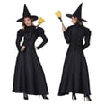 thumbnail image 1 of Bata de bruja mágica para mujer, disfraces de Halloween para mujer, disfraz de hechicera, vestido elegante, tocado de bruja, ropa de fantasía para mujer y adulto, 1 of 4