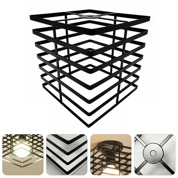 WESIEVYA 1Pack American Style Home Decorative Iron Lampshade 6.3x6.3x6.3in Black Square
