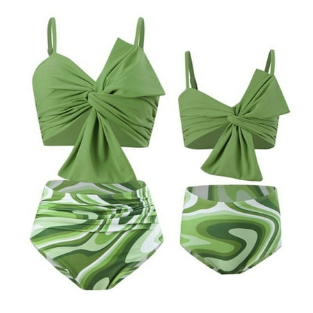 GYRATEDREAM Mommy and Me Swimsuits Two Pieces Bikini Set Family Matching Tankini Sets Women Swimwear Girls Bathing Suits for XL