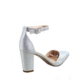 thumbnail image 2 of Songful-6 Women's Pointed Toe Ankle Strap Buckle Chunky High Heels Sandals Shoes ( Silver, 5 ), 2 of 2