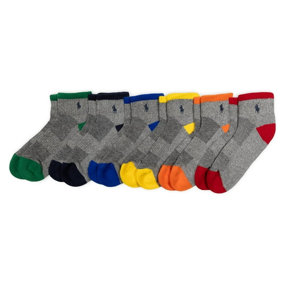 Polo Ralph Lauren Men's Athletic Performance Cotton Ankle Socks-6 Pair Pack-Breathable Mesh & Sport Moisture Wicking, Multicolor Tip, 6-12.5