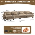 thumbnail image 3 of TUANLUO 166" L-Shaped Sectional Couches and Sofas, Oversized 4-Seat Sectional Couch for Living Room, Velvet Modular Sectional Sofa with Reversible Ottoman, Camel, 3 of 9