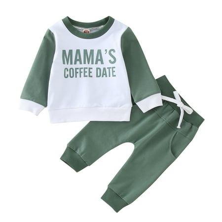 

AIMAOMI Kids Infant Newborn Baby Boys Long Sleeve Letter Sweatshirt Tops Solid Pants Trousers Outfit Set H