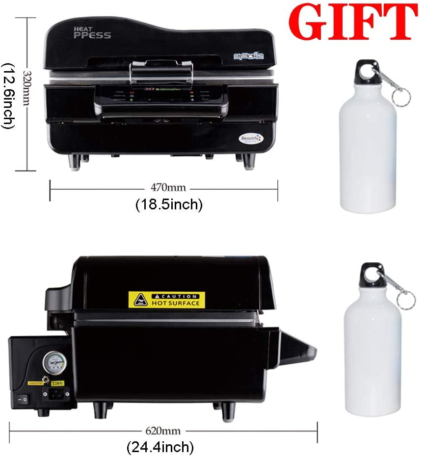 INTSUPERMAI 3D Muti-fuction Vacuum Sublimation Heat Press Machine with 2pcs Bottles