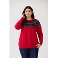thumbnail image 2 of TIYOMI Women's Plus Size Crewneck Sweaters 4x Tribal Knitted Sweaters for Curvy Women Long Sleeve Icelandic Sweater Pullover Red Fall Winter Sweater Tops 4XL 24W 28W, 2 of 10