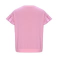 thumbnail image 3 of PXLKNZH Hauts d'Été pour Femmes 2025 Tunique Décontractée à Manches Courtes Blouses Col Rond Habillé Nœud devant T-Shirts Boho Rose,P, 3 of 4