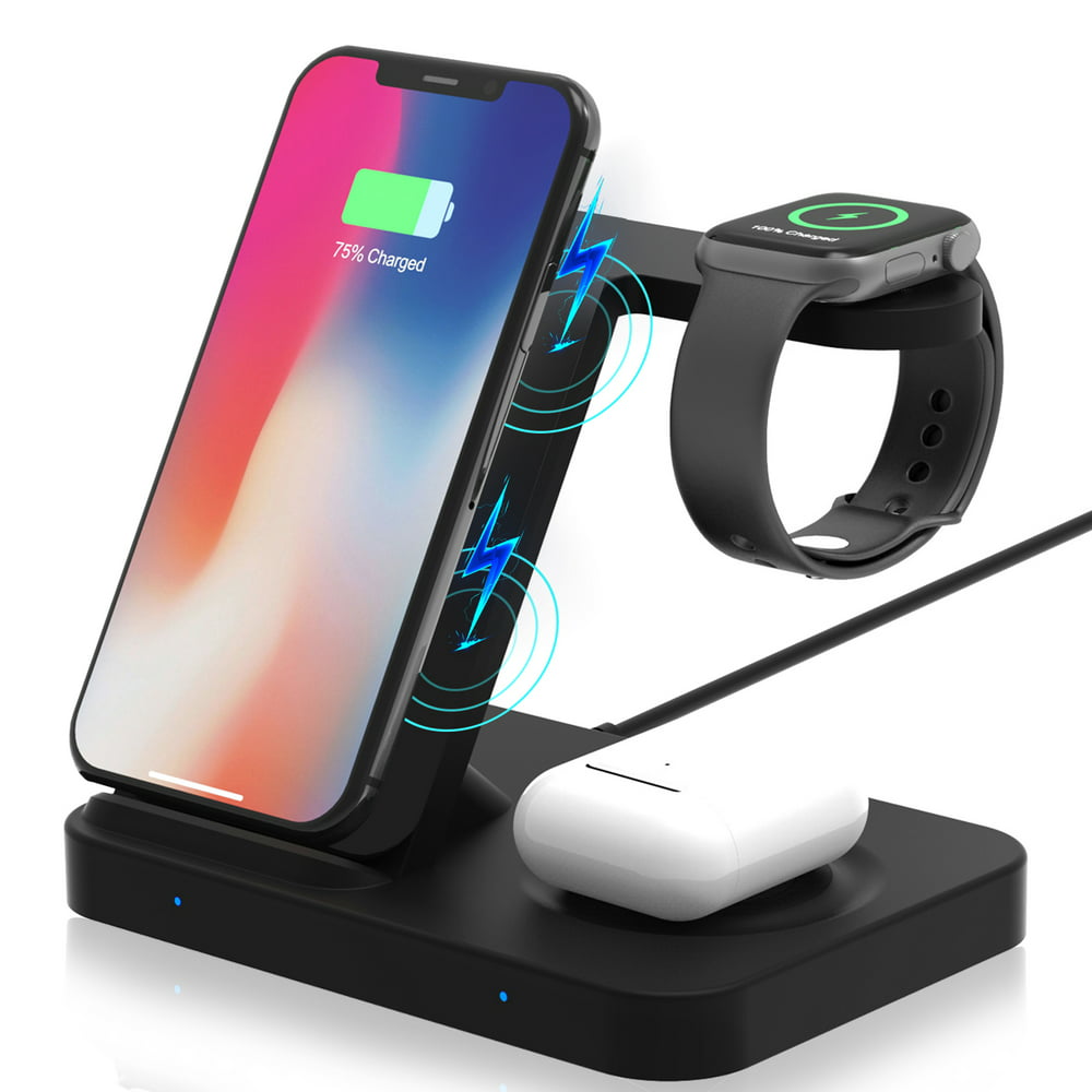 Wireless Charger, 3 in 1 Qi 15W Fast Charging Station Fit for iWatch