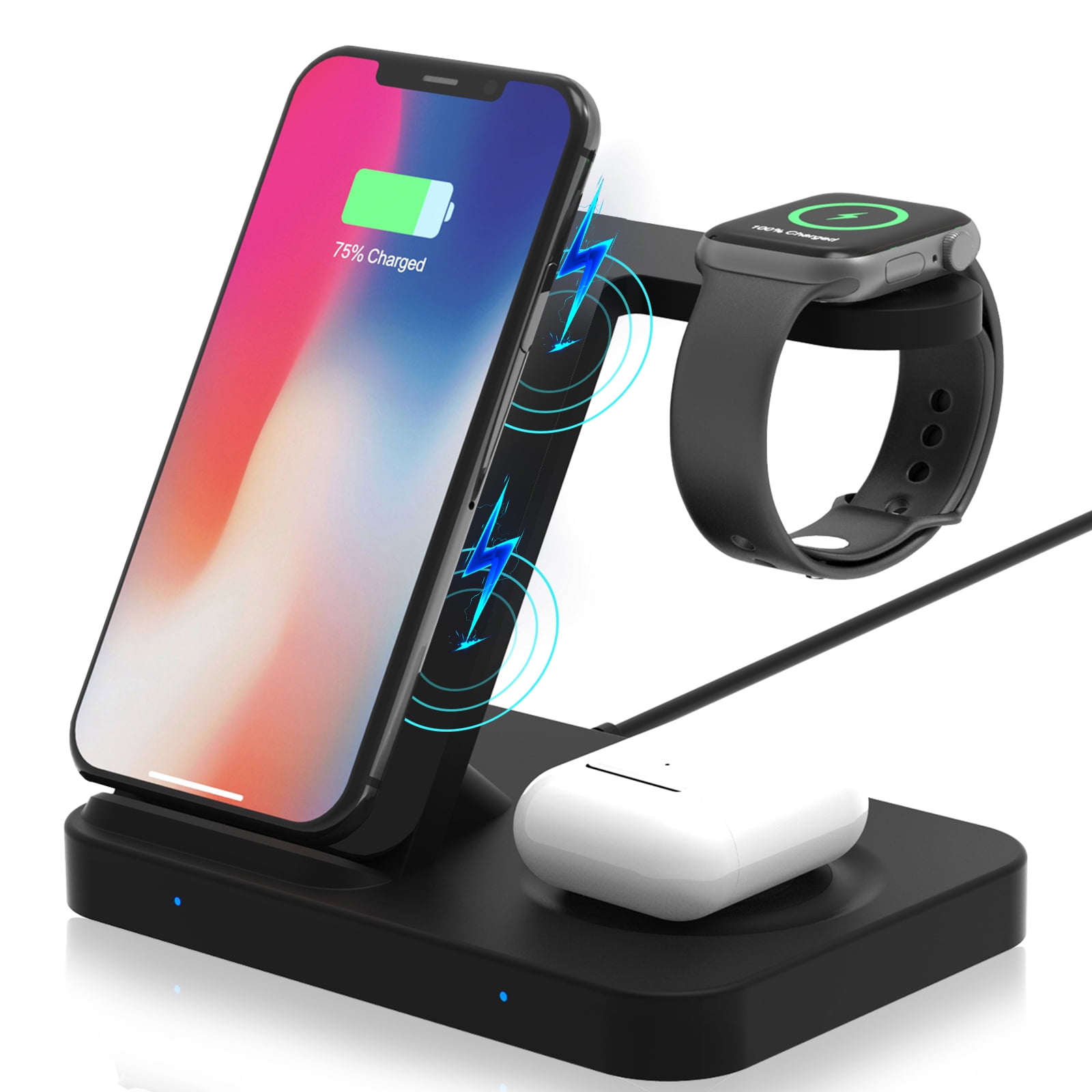  Wireless Charger 3 In 1 Qi 15W Fast Charging Station Fit For IWatch 