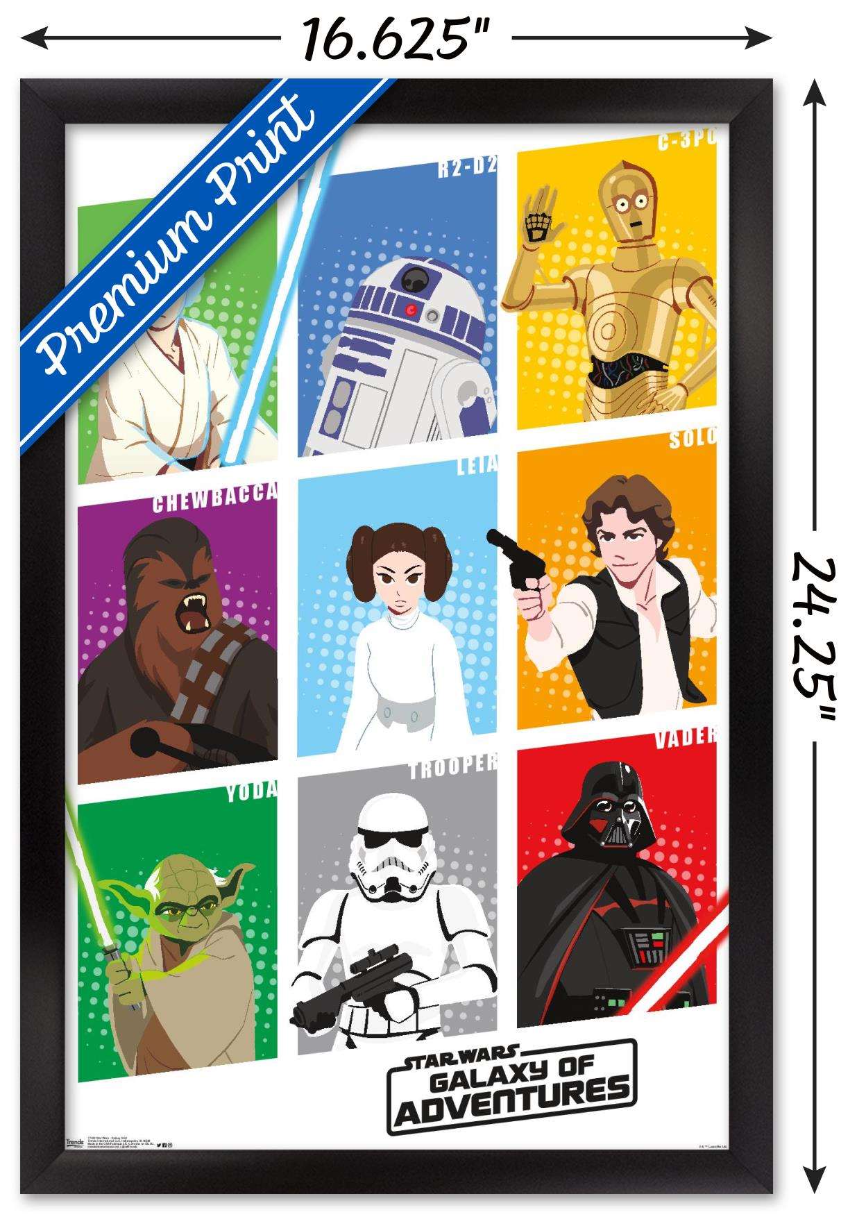 Star Wars: Saga - Galaxy Grid Wall Poster, 14.725" x 22.375", Framed