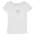 thumbnail image 2 of BTween 4-Pack Rib Knit Girls Tops - Short Sleeve Lettuce Trim Ribbed Girl Shirts - Stripe/Floral/Solid, 2 of 5