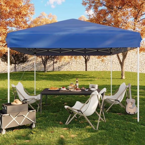 10x10 Pop Up Canopy Tent, with 3 Adjustable Height, Outdoor Sun Shade with 4 Sandbags & Carrying Bag for Camping, Parties,Outdoor Events-Blue
