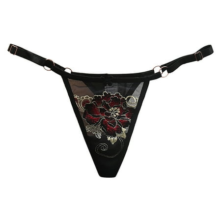 

Ladies Panties Breathable Seamless Adjustable Low Waist Ultra Thin See Through Mesh Thong Panties For Women