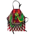 thumbnail image 1 of Cartoon Apron Video Game Design inside the Castle with Dragon Fantasy World Medieval Illustration, Unisex Kitchen Bib Apron with Adjustable Neck for Cooking Baking Gardening, Ruby Green, by Ambesonne, 1 of 3