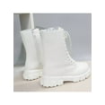 thumbnail image 4 of Gomelly Women Comfort Combat Boot Non-Slip Chunky Heel High Top Shoes Military Walking Fashion Lace Up Work Boots White 8.5, 4 of 8