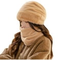 thumbnail image 2 of Axiiglly Hats for Women Soft Warm Winter Hat Scarf Integrated Fleece Lined Cold Weather Snow Hats Casual Outdoor Windproof Neck Protection Scarf Cute Cuffed Plush Hat, 2 of 3