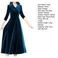thumbnail image 7 of comerut Women Dress Solid Color Soft Long Sleeves Round Neck Big Hem Warm Mid-calf Length Plus SIze Lady Prom Dress Female Garment, 7 of 7