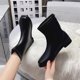 thumbnail image 3 of NECHOLOGY Botas Mujer Zapatos Botines mujer Moda mujer cuero artificial Color sólido otoño suela gruesa tacones cuadrados cremallera botines cortos zapatos de punta redonda (Black, 8.5), 3 of 7