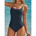 thumbnail image 2 of Asoul Ribbed One Piece Color Blocked Swimsuits for Womens Slimming Swimwears Tummy Control Swimming Suits Monokini Bathing Suits, 2 of 7
