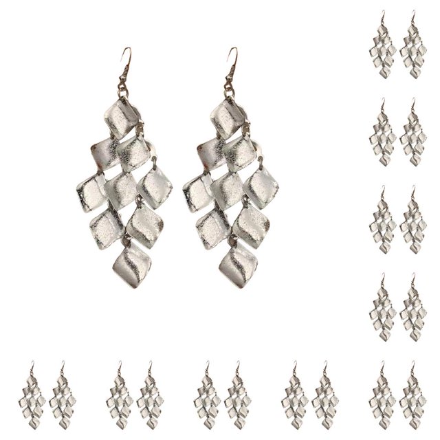 Pendientes exquisitos estilo vintage Sonducket con borlas para mujer Plata 10piezas
