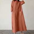 thumbnail image 2 of HAPIMO Women Maxi Dress With Crew Neck Large Pockets Loose For Loungewear And Casual Home Wear Red XXXL, 2 of 6