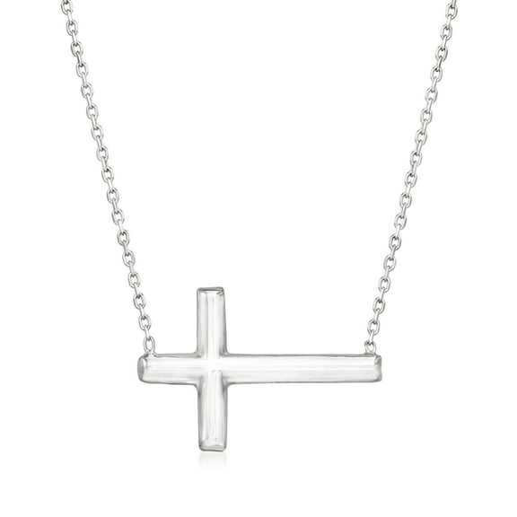 Ross-Simons Sterling Silver Sideways Cross Necklace, Women's, Adult