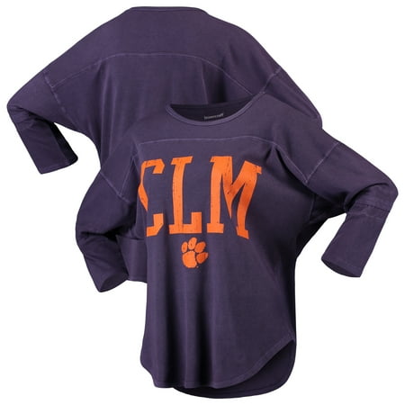 Clemson Tigers Women's Codes Vintage 3/4-Sleeve Striped Jersey T-Shirt - Purple