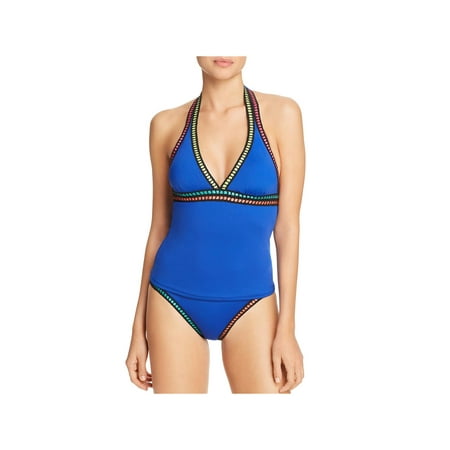 La Blanca Halter Tankini - La Blanca Womens Crochet Trim Tankini Halter Swim Top Blue 6
