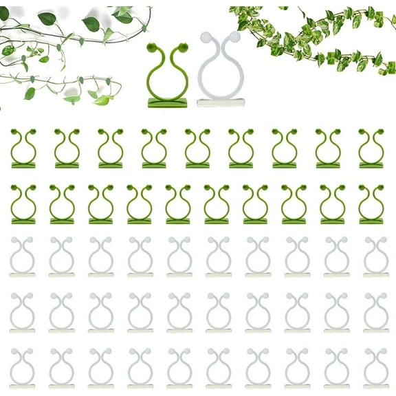 Pack of 120 Plant Clips, 2 Sizes Wall Vines Fixing Clips, Dingrich Plant Clips, Wall Plants, Wall Brackets, Vine Clips for Climbing Plants, Trellis Cable Organiser (60 Pcs Green   60 Pcs White)