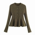 thumbnail image 2 of Weiqiqre Women's Sweaters Button Down T Shirt Collared V Neck Bell Long Sleeve Casual Tops, 2 of 9