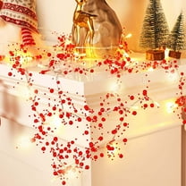 Christmas Indoor Decorations LED Lights, 10ft 30 LED Berry Beaded Garland, Battery Powered, Xmas Decorations Fairy Lights,Red