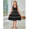 thumbnail image 6 of Arshiner Girls Summer Sleeveless Bow-Tie Straps Sundress Flowy Smocked Tiered Lace Swing Midi Dress with Pockets, 6 of 6