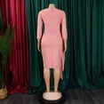 thumbnail image 5 of AURA Plus Size Summer Office Pencil Midi Dress Three Quarter Sleeve Pleated Professional African Elegant Work Dress, 5 of 10