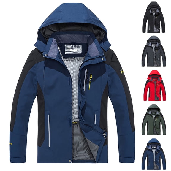 Men's Lightweight Windproof Waterproof Hiking Jacket Windbreaker Long Sleeve Hooded Outdoor Spring Fall Full Zipper Rain Coat for Camping Cycling Big and Tall Size XL-8XL Red