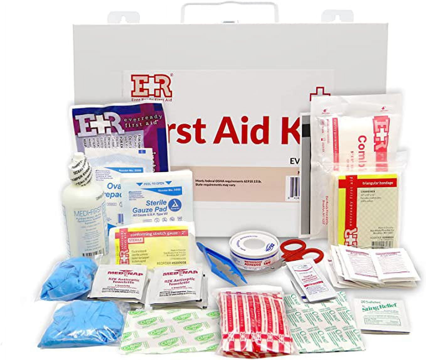 Ever Ready First Aid 107 Piece 25 Person First Aid Kit with Metal Case, OSHA Compliant